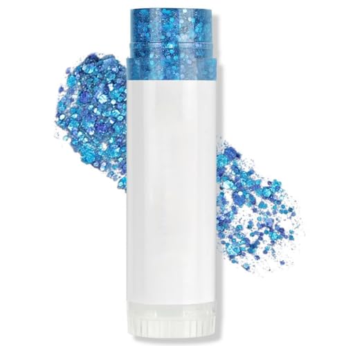 AOOWU Purpurina Cara Gel, 15g Purpurina Gel para Facial y Pelo, Maquillaje Barra con Brillantina, Chunky Glitter Corporal para Halloween Carnaval Festival Masquerade Cumpleaños (1Pc-Azul Oscuro)