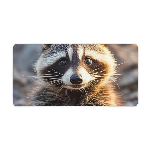 Desk Pad Protector 24x12 Inch Extended Cute Raccoon miniatura 5