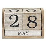 Calendar Block - Wooden Perpetual Desk Calendar - Home and Office Decor, 5.3 x 3.7 x 2.6 inches