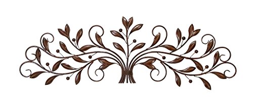 Deco 79 63005 Metal Leaf Wall Decor, 47 by 15-Inch, Brown