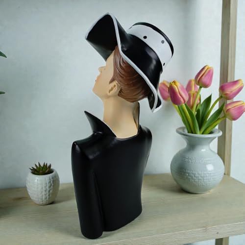 formano Deko Büste Dame modern Dekofigur Frauenbüste Polyresin Handbemalt 28 cm Stilvolle Wohnaccessoires in Weiß-Schwarz Elegante Tisch- & Regaldekoration
