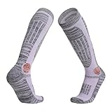 SparklWLeaf Calcetines de esquí de Invierno for Mujer, Calcetines Largos de Tubo for Deportes de montañismo y Snowboard, Fondo de Toalla Grueso Que Absorbe el Sudor y es cálido para Esquiar(Purple)
