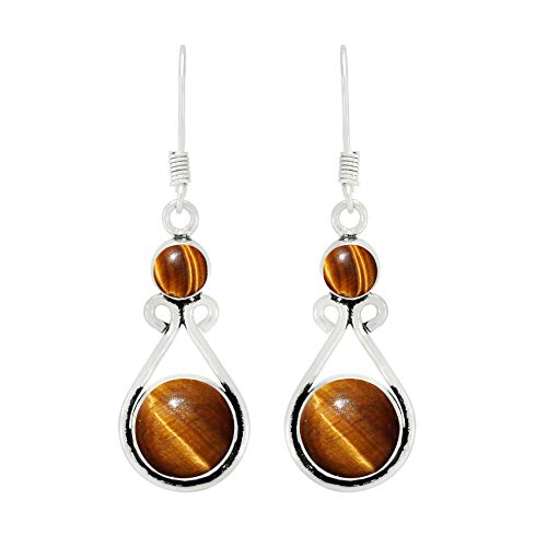 Natural Tiger Eye Silver Plated Dangle...