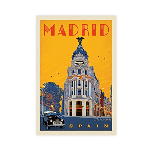 Spanien Madrid Metropole Vintage Reiseposter Leinwand Poster Schlafzimmer Dekor Sport Landschaft Büro Raum Dekor Geschenk Unframe: 30 x 45 cm Cover