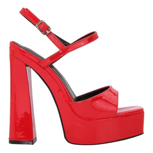 Women open toe ankle strap platform Chunky High heeled sandals2