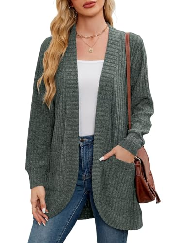 Image of BELAROI Women Plus Size Cardigan Sweater Fall Outfit | Open front long cardigan, lightweight sweater, versatile layering tops for fall winter, daily wear, outdoor, office clothes