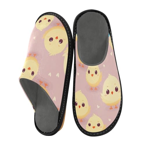 Yellow Small Chick Fuzzy Slippers Soft Home Bedroom Slippers for Women Men House Shoes2
