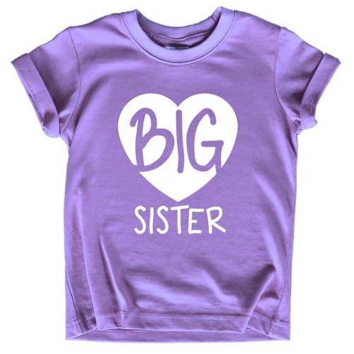 Image of Big Sister Shirt Heart Big Sister Announcement Shirt Toddler Girl Promoted Outfit Baby Girls tee