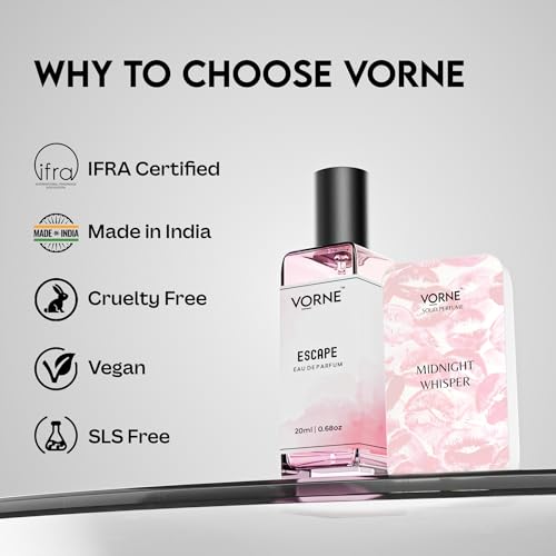 Image of VORNE Perfume for Women Combo Pack of 2 | Eau de Parfum 20ml & Solid Perfume 12g | Long Lasting, strong, alcohol-free Women Perfume | Floral fragarance | Party, Daily use & Date Night | Perfume Gift Set for her | Pack of 2