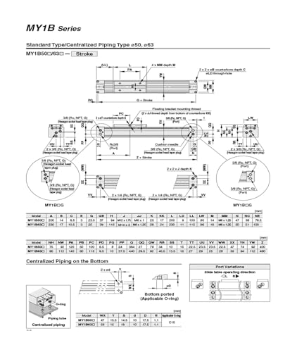 Cylindre sans tige MY1B32-400 pour transfert industriel long