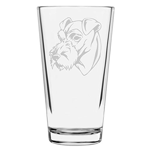 Etched Laser Art Irish Terrier Personalized Dog Themed Pint Glasses - Custom Etched Pint Glassware, Ideal Gift for Dog Lovers, Drinking Glasses for Beer, Cocktails, Water & Juice