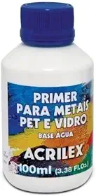 Primer Para Metais, PET e Vidro Branco 100ml Acrilex Proteção e Aderência Perfeita Secagem Uniforme Melhor Aderência da Tinta