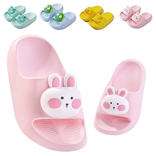 Badelatschen Kinder Flache Sommer Hausschuhe Jungen Mädchen Dusch Badeschuhe Strand Pantoletten Slippers Eltern-Kind Sandalen Leicht Anti-rutsch Badeschlappen Hase Rosa 22/23 (Etikettengröße 150mm) Cover