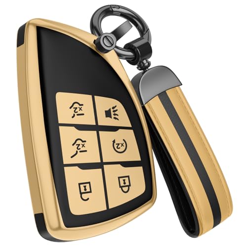 Image of For Chevy /GMC Key Fob Cover Accessories, Matte TPU Material, With a Cute Leather Keychain, for Silverado Sierra Tahoe Suburban Equinox Traverse Yukon Denali Terrain Acadia