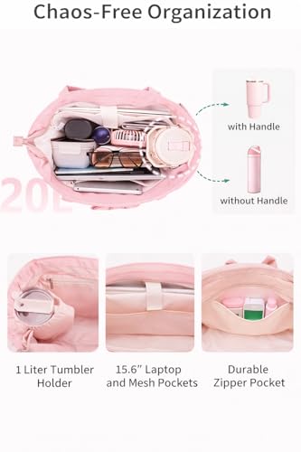 Image of Large Tote Bag for Women | Multi-Pocket Travel Shoulder Bag with Tumbler Pocket | Work, Office, College, Travel & Daily Use Handbag