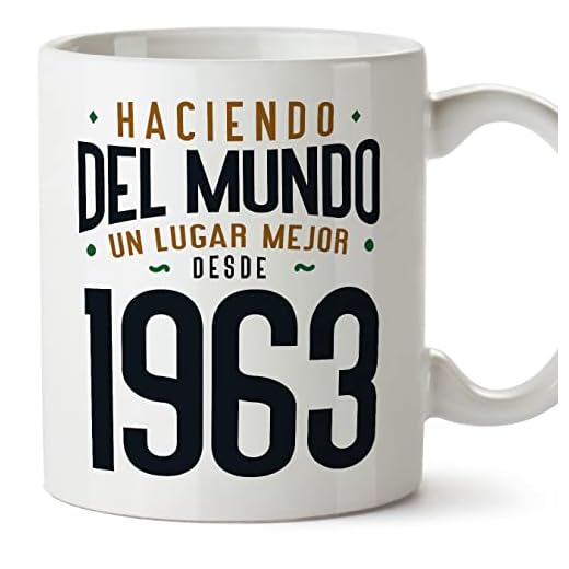 MUGFFINS Tazas 1963 Cumpleaños - En Español - Haciendo del Mundo un Lugar Mejor - 11 oz / 330 ml - Regalo original y divertido