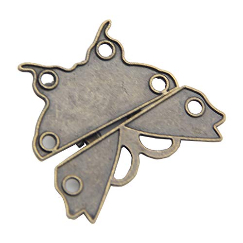 Image of 5Pcs Butterfly Latch Hasp Antique Brass Decorative Hasp Jewelry Wooden Box Hasp Latch Lock with Screws for Drawer Cabinet Jewelry Wooden Case Box Antique Bronze Lock, 50x43mm