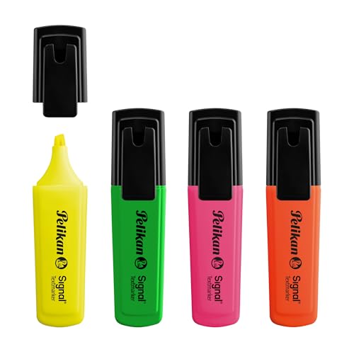Pelikan Signal Highlighter, Blue, Assorted Colours, 4 Pieces in Polybag