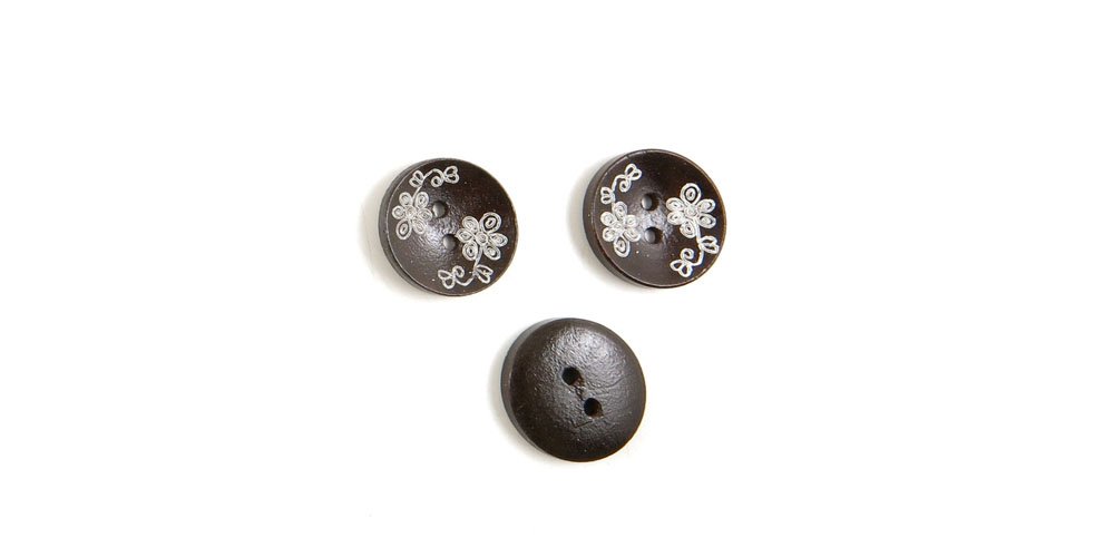 40 Pieces Wood Cartoon Sewing Fasteners Buttons Sew On Notions Supplies F0469 Flower Black for Clothes Pack Backpacks Crafting in bulk assorted large