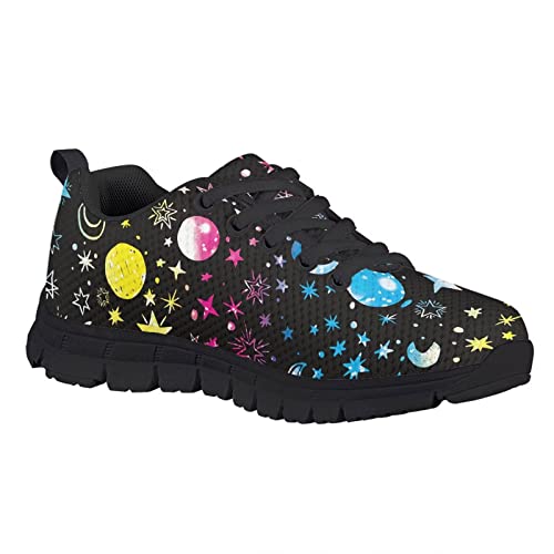 HUIACONG Kids Sneakers Colorful Moon Star Sun Girls Tennis Shoes for Size 5 Boys Light Weight Laces Up Trainers Children Anti-Skid Breathable Footwear2