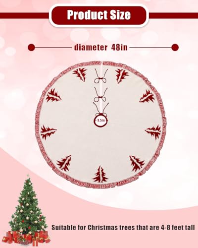 Christmas-Tree-Skirt-Christmas-Decorations-48-Inch-Knitting-Retro-Xmas-Tree-Skirt-Decor-Skirt-for-67-ft-Trees-White-with-Red Christmas Tree Skirt Christmas Decorations 48 Inch Knitting Retro Xmas Tree Skirt Decor Skirt for 67 ft Trees White with Red