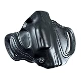 DeSantis Roscoe Cross Draw OWB Holster - Leather Belt Slide Holster OWB, Compatible with the S&W J-FRAME 2' - Right Hand Cross Draw, Black