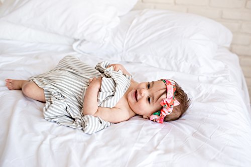 Large Premium Knit Baby Swaddle Receiving Blanket Grey And White "Everest" By Copper Pearl #TOP5