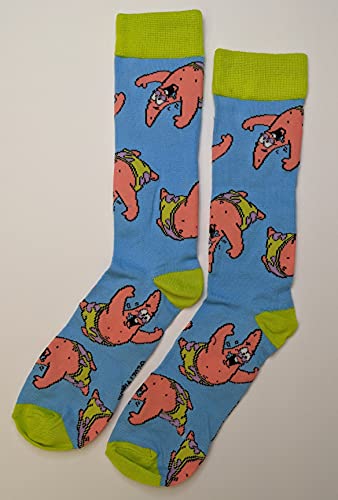 Nickelodeon Striped SpongeBob and Patrick Star Men's Crew Socks Two Pair Pack2