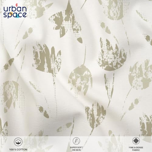 Image of Urban Space Serene 100% Cotton King Size Bedsheet, 200 TC Super Soft Bed Sheet for King Size Bed, Floral Design King bedsheet with Two Pillow Covers (108 inch x 108 inch, Frosted Tulips Olive Gray)