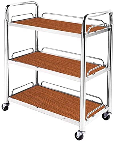 INDIAN DECOR. 45666 Luxury Bar Trolley, Serving Cart, Three Floors Stainless Steel Restaurant Rolling Trolley,Black,Standard(7655548)