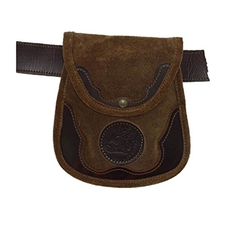 CAZA Y AVENTURA Una Bolsa Ojeo-Bolsa portacartuchos en Serraje con Refuerzos en Piel, con Enganche para llevarla en el cinturón.para 40 Cartuchos