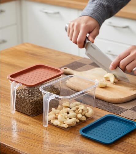 Image of Fridge Storage Box 1000ml Handle, Kitchen Organizer Container Set Pack of 3