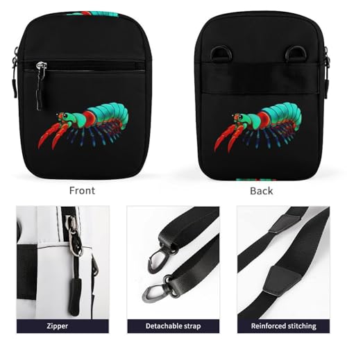 Colorful Mantis Shrimp Small Crossbody Bags Adjustable Satchel Bag Travel Shoulder Bag Crossbody Purse for Women Men3
