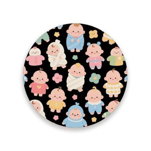Posavasos redondos de cerámica con diseño de dibujos animados para la oficina, antideslizantes, decoración estética con respaldo de corcho