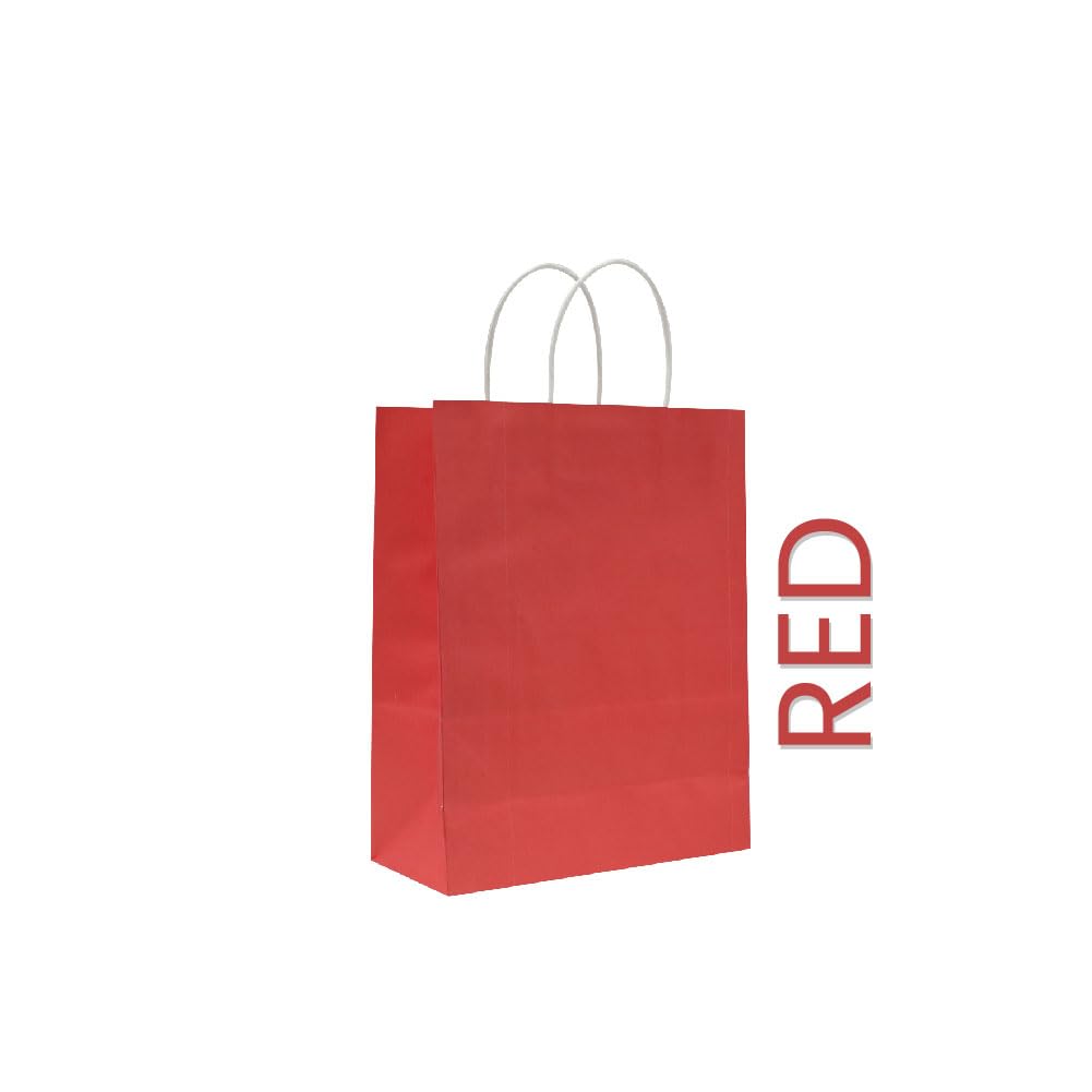 SNH Packing Kraft Paper Bag Red Twisted Handle 28x12x33cm Paper Party Bags Hen Party Bags Kraft Paper Bag Bride Birthday Gift Bag Wedding Celebrations Bags For Party Favour Pack of 10 Pieces