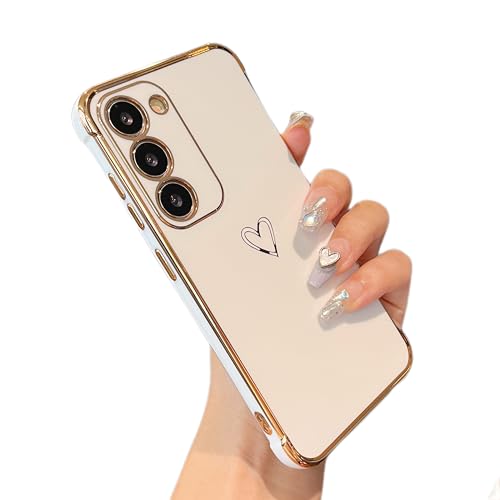 ZTOFERA for Samsung Galaxy S23 Plus 5G Case with Heart Pattern,White