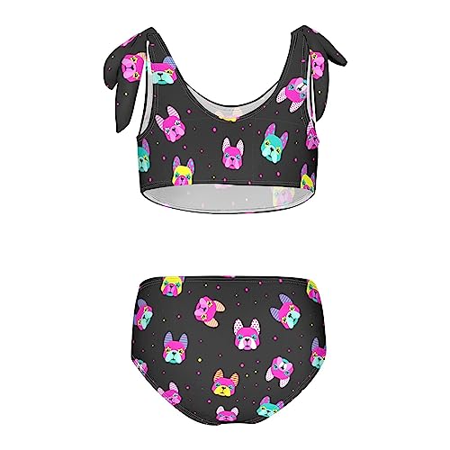 Image of Raccoon and Paw Print Pattern Girls Bikini Sets 2 Piece Swimsuits Bathing Suit Swimwear