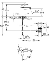 GROHE BauEdge, energiesparende Waschtischarmatur, Kaltwasser in Mittelstellung (Wasserhahn für Waschbecken im Bad, 17cm hoch, mit Zugstangen Ablaufgarnitur, mit 3in1 Werkzeug), chrom, 23759000 – Ansicht 2