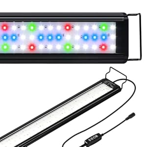 Tatub 19W LED Aquarium Light for 30″-36″ Fish Tank, Full Spectrum Fish Tank Light with White Blue Red Green LEDs, 10 Levels of Brightness，Timer Auto On/Off