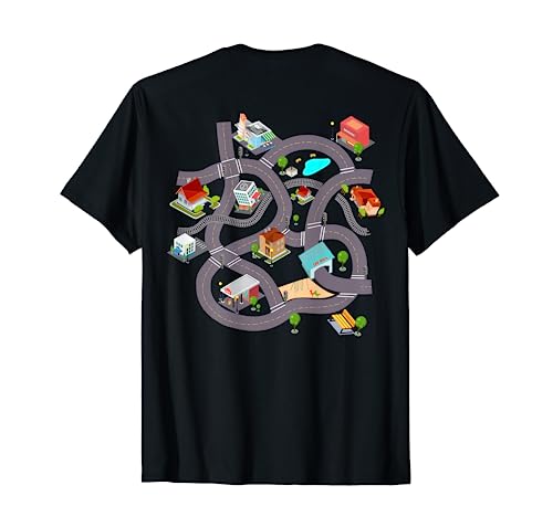 Spielteppich Spielstraße T-Shirt Stadt Straßenteppich Grafik