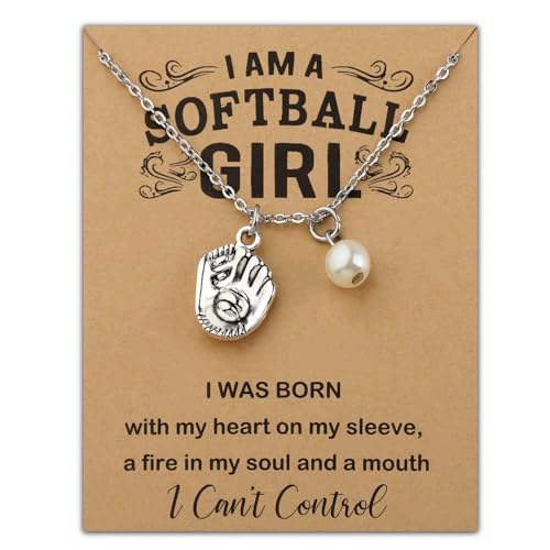 MAOFAED Simple Softball Necklace For Her Gift For Softball Teammate Sports Lover Gift