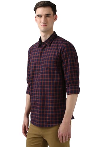 Image of Peter England Men Cotton Premium Checkered Full Sleeve Slim Fit Casual Shirt