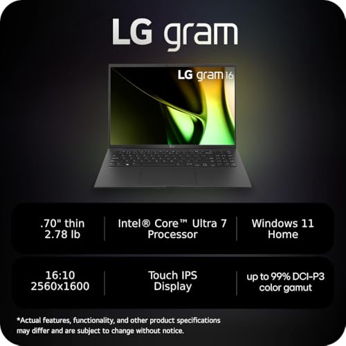 Image of LG gram 16-inch Laptop (Intel Evo Core Ultra 7, 16GB RAM, 1TB SSD, Touch IPS Display) + McAfee Total Protection 5-Device Security Software 1-Year Subscription