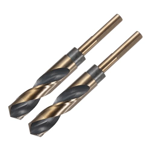 uxcell 2pcs Reduced Shank Twist Drill Bits 19mm Black Nitride &amp; Gold Titanium Coated High Speed Steel 4341 with 10mm Shank for Stainless Steel Alloy Metal Plastic Wood