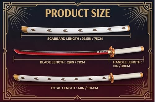 Image of Demon Slayer Kyojuro Rengoku Wooden Katana Sword, 104cm Premium Bamboo Anime Flame Hashira Cosplay Replica with Display Stand