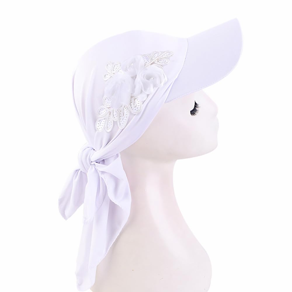 Pluto & Fox Turban pour Femme Casquette avec Visière Foulard pour Tête avec Ornement De Fleur Casquettes De Baseball pour Soleil