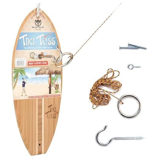 25+ Must-Try Fall Festival Games for All Ages 5 Tiki Toss Ring Toss Game for Adults - 13 Inch Surfboard Edition - Hook and Ring Game for Outdoor & Indoor Use, Gift for Husband, dad, College Boys