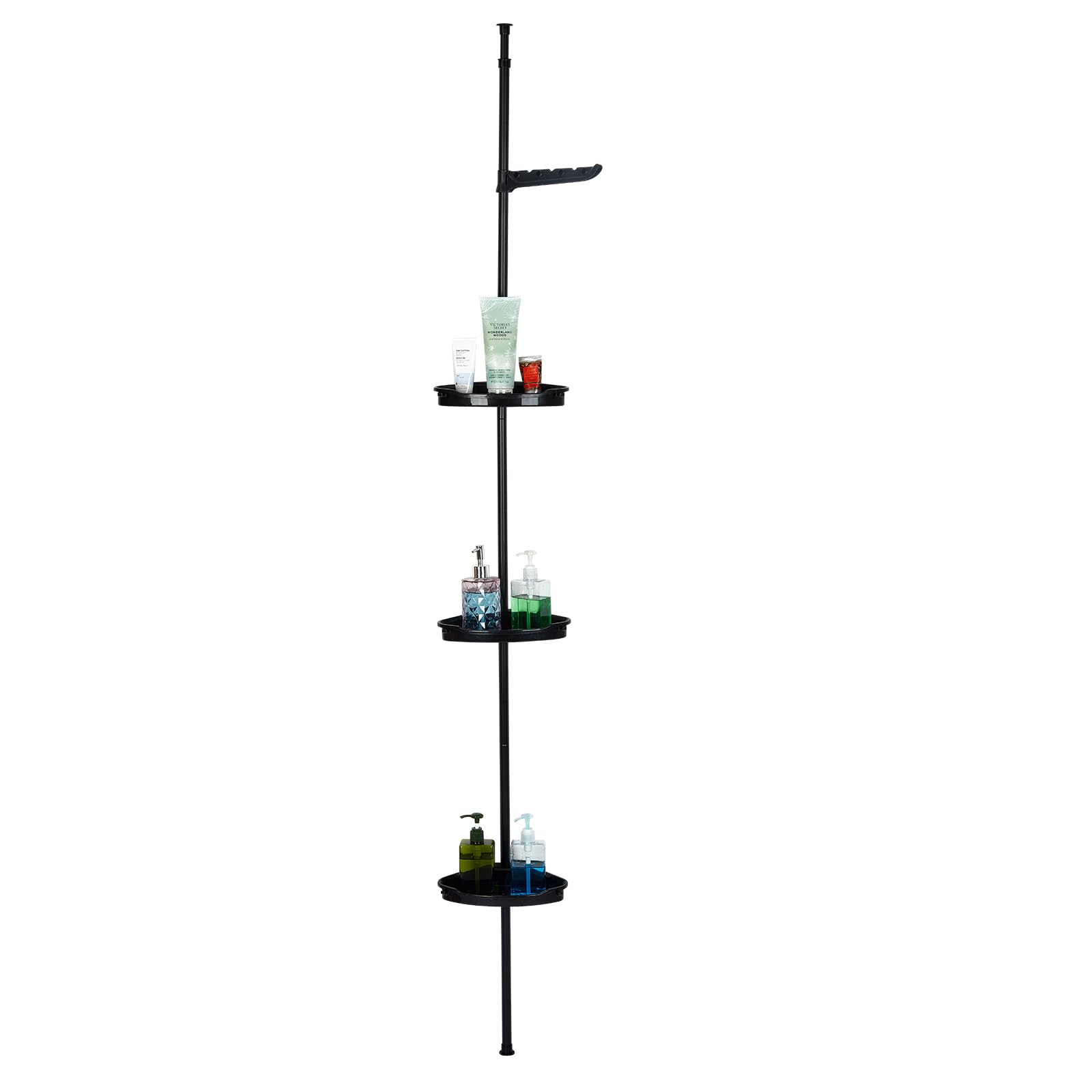 LALFPET Corner Shower Caddy Tension Pole 101 6-122 4 Tier Shower Shelf Rust Proof No Drilling Bathroom Organizer