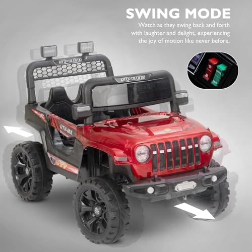 Image of Driving EV Cars for 1, 2, 3, 4, 5, 6 Years | Remote + Steering + Mobile App Control | Kids Jeeps (Entery Level Jeeps [2-6 Years]- Thar, Red)