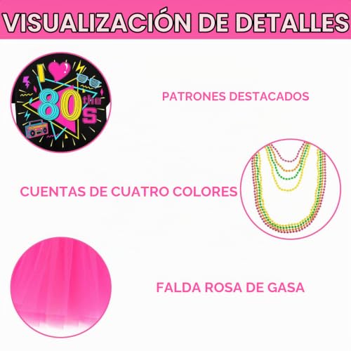 Miniatura 4 de Dazztime Disfraz Años 80 Mujer,Accesorios De Disfraz De Los Años 80,Juego De Disfraces De Los Años 80,Con Diadema,Muñequeras,Aretes,Para Fiestas,Carnaval,Disfraces De Halloween